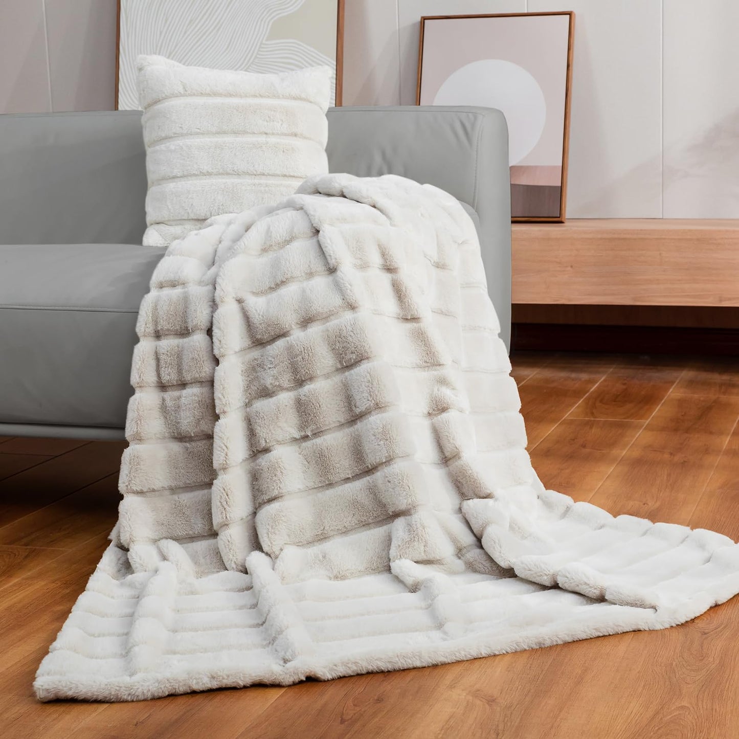 Cozy Bliss Faux Fur Throw and Leopard Print Faux Fur Throw Blanket