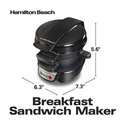 Hamilton Beach Breakfast Sandwich Maker with Egg Cooker Ring, Customize Ingredients, Perfect for English Muffins, Croissants, Mini Waffles, Perfect White Elephant Gifts, Coral (25483)