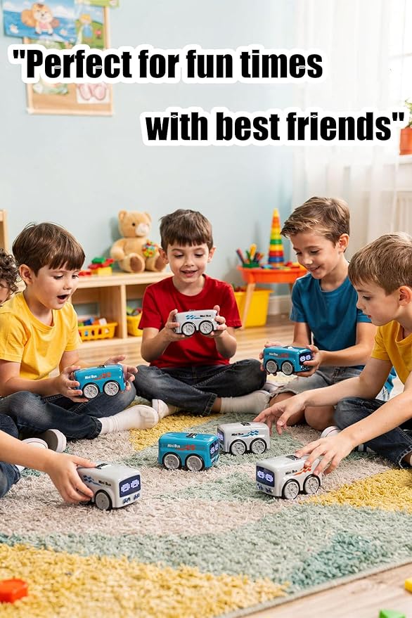 Magic Mini Bus Follows Line Car Inductive Mini Interactive Cars Follows The Line Intelligent Line Tracking System with Dynamic LED Expressions Educational STEM (Blue)