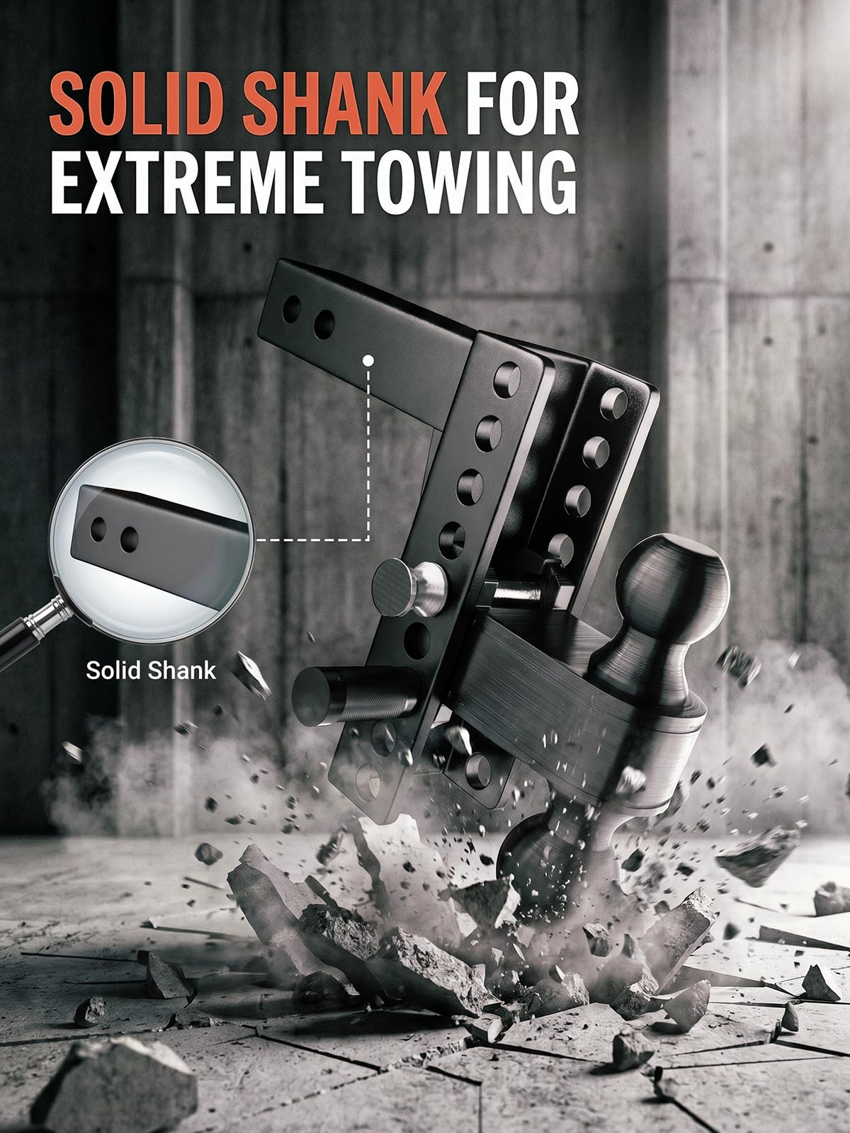 Aquilaplain 2 inch Adjustable Trailer Hitch with 2 Anti-Theft Lock Pins - 6" Rise/Drop, 2'' & 2-5/16'' Ball Hitches 25000 LBS Heavy Duty Towing Ball Mount for RVs, Campers, Boat Trailers