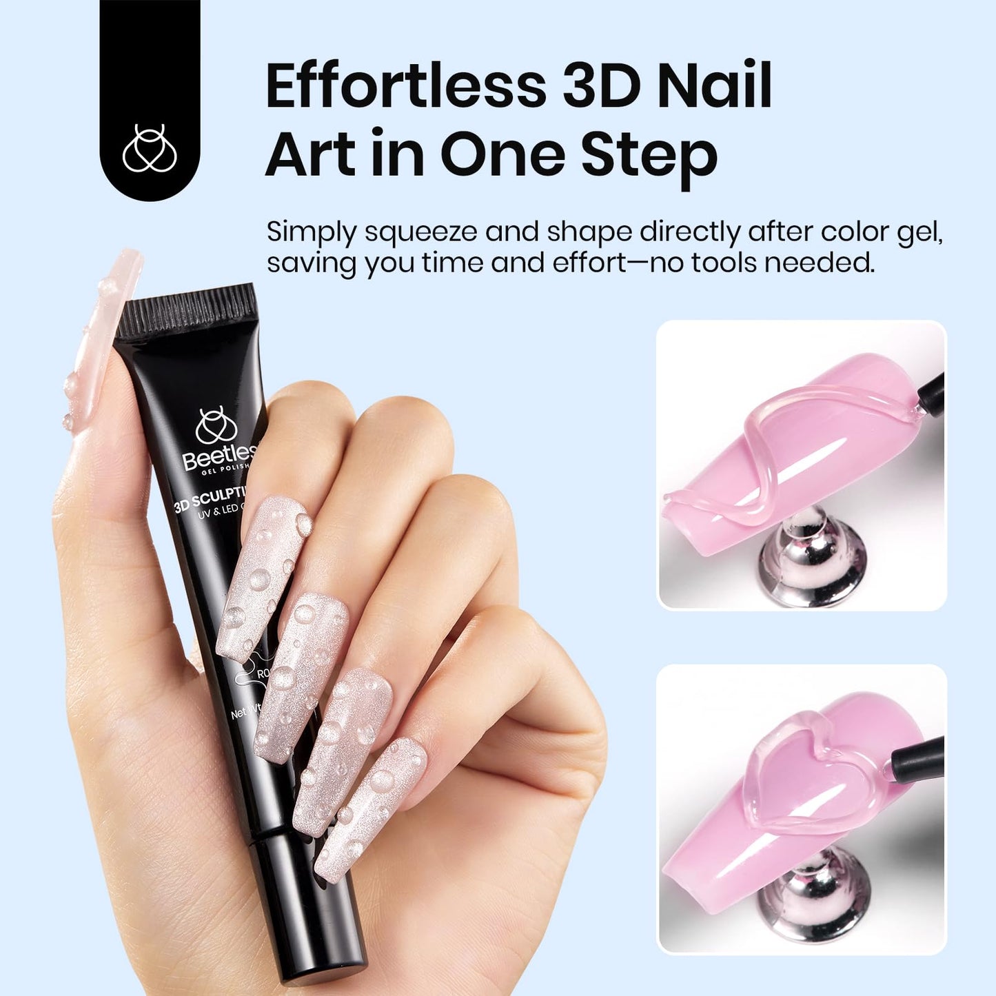Beetles Gel Nail Kit Short Almond, 240Pcs Easy Nail Extension Set Shaped Clear Tips with 5 in 1 Nail Glue Base & Top Coat and Mini UV Lamp, Nail Tips Art Acrylic Nail Kit Gifts for Women