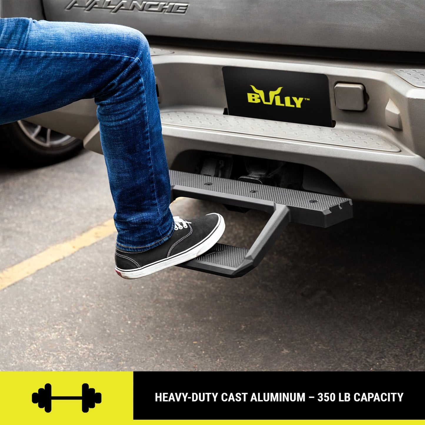 Bully Black 2" Class III Trailer Towing Hitch Step, Black Powder-Coated Cast Aluminum, 23" Wide