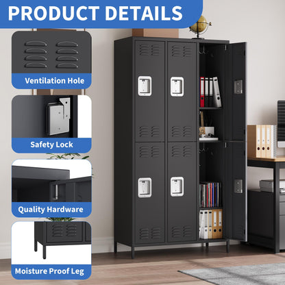 GarveeLife Employee Lockers for Office 3 Doors, Metal Sorage Locker Combination for Employees, Industries Double Tier Metal Locker for Home, School, Gym