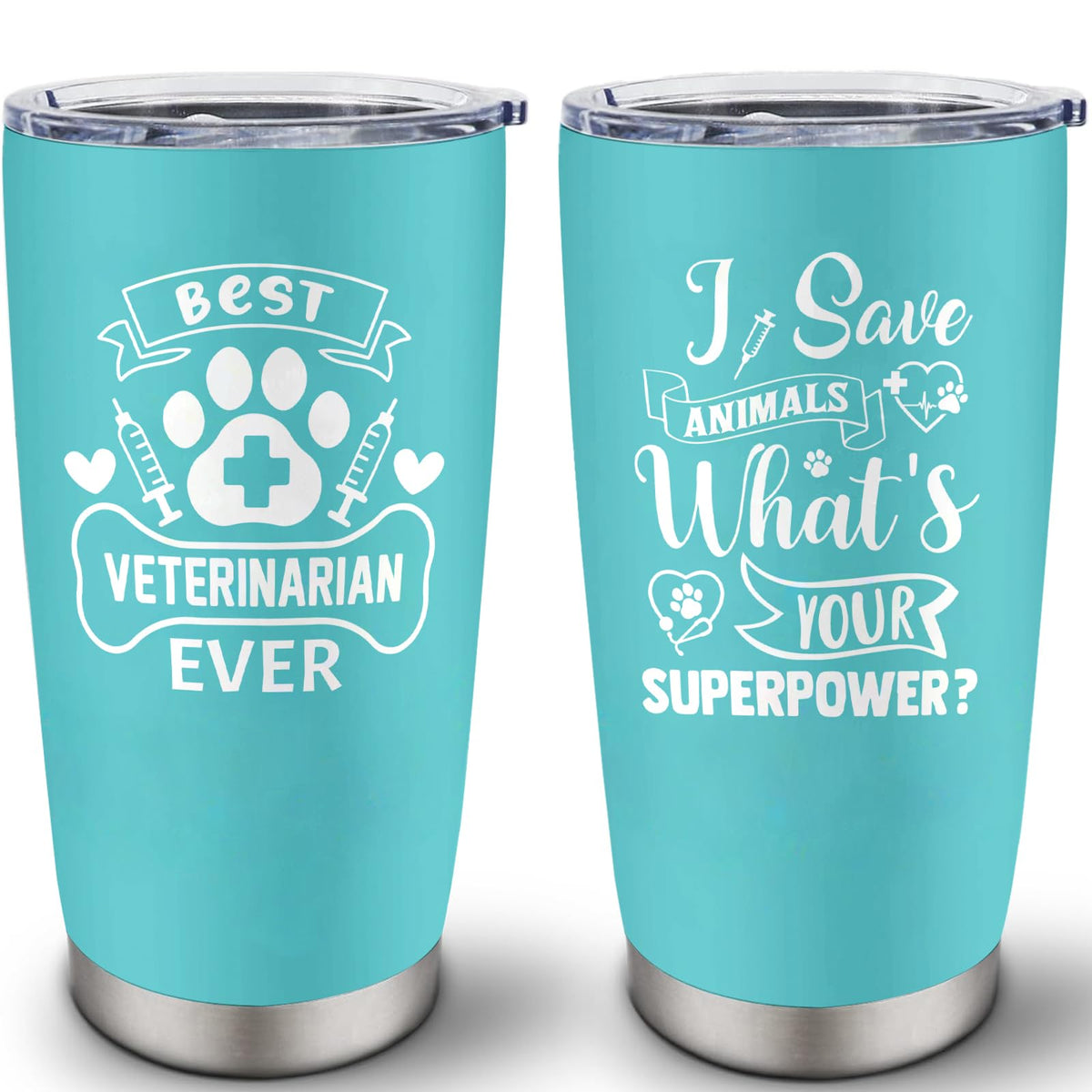 Cudoviqu Veterinary Gifts - Veterinarians Gifts for Women - Vet Med Gift - Best Veterinarian Ever Gift - Funny Veterinary Gift Ideas, 20 oz Stainless Steel Tumbler With Lid & Straw
