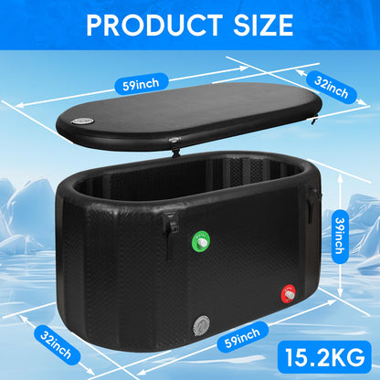 Ice Bath Tub, 216 Gallon Inflatable Cold Plunge Tub with Thermometer and Water-Absorbent Mat, Portable Bath Tub for Outdoor & Indoor Recovery, 59"x32"x29"