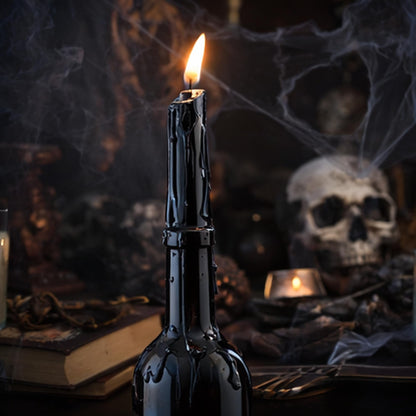 Black Drip Candles 6 Pack – Unscented Wax Candle Sticks for Weddings, Parties, Gothic & Halloween Decor – 6.5″ Tall Slow Drip Candles for Wine Bottles & Events