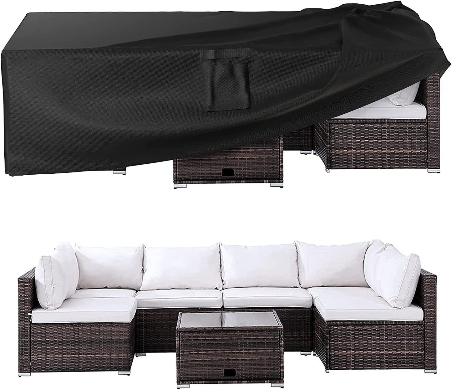 Ruimoy Outdoor Furniture Covers - Waterproof Heavy Duty 600D Protection for Tables & Chairs | 102" L x 74" W x 27.5" H