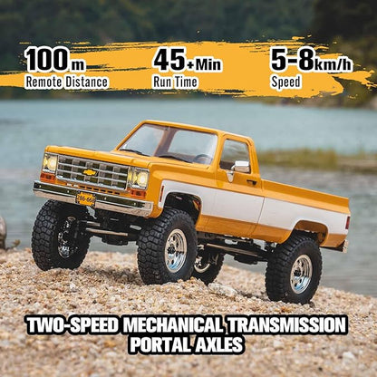 FCX18 FMS 1/18 Chevrolet K10 RC Truck Officially Licensed 4WD RC Crawler 2 Speeds Switch with LED Lights Off-Road RC Model for Adults (Black)