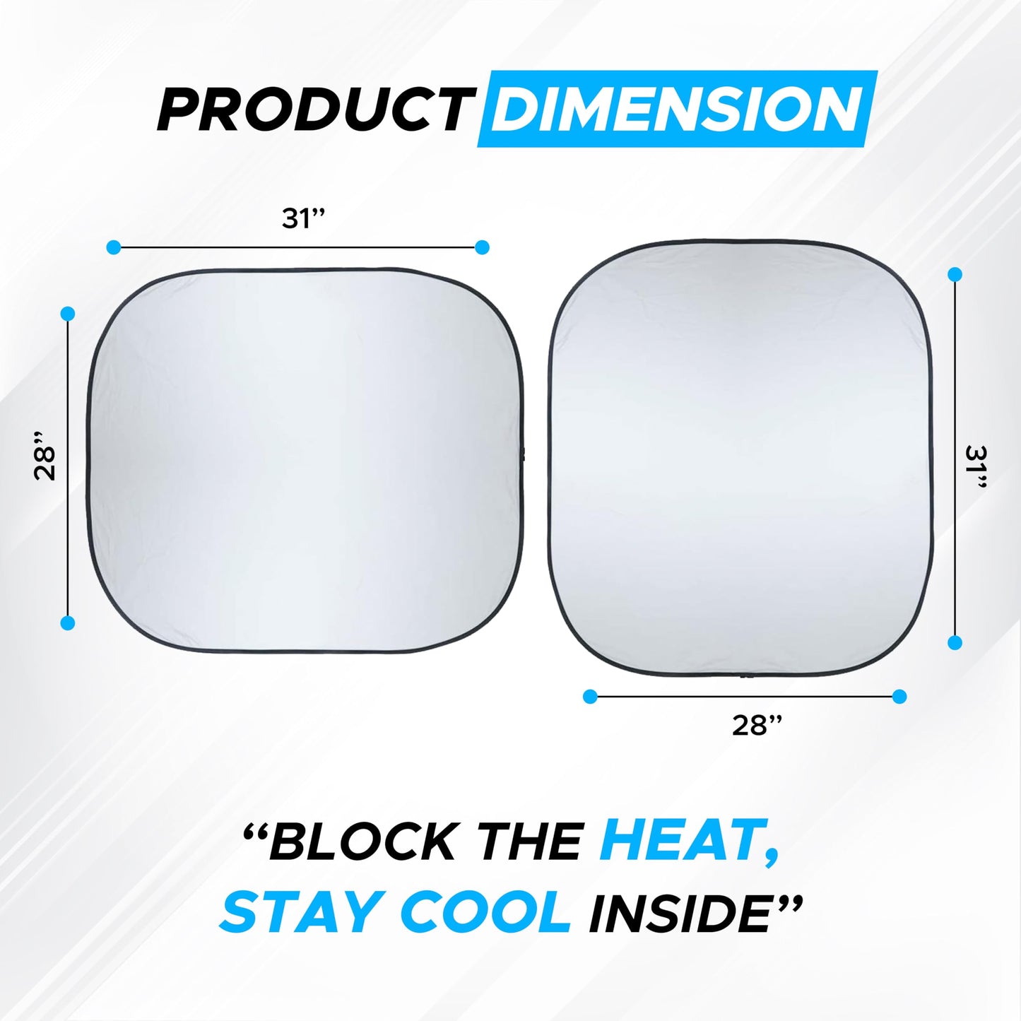 Autovir Car Windshield Sun Shade Foldable | Front Windshield Shade for Sun, Heat and UV Rays | Sunshade for Car Front Window and Interior Sun Protection | Medium (28 x 31 inches)