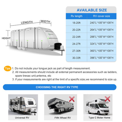 Dulepax Oxford RV Cover 27'-30' Travel Trailer Cover,Waterproof Camper Cover with 420D Oxford Fabric Anti-UV, Weatherproof, Ripstop Utility Trailer Covers