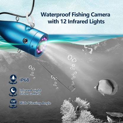 Gatebig Portable Fish Finders,Underwater Fishing Camera with 7''IPS Screen,1000TVL Ice Fishing Camera with 12pcs Infrared Lights,6H Battery,USB-C Charging,49FT/15M Cable for Lake Boat Ice Fishing