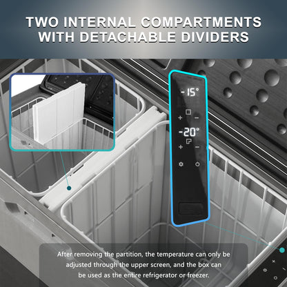 Alpicool T50 Dual Temperature Control 12 Volt Refrigerator 53 Quart Portable Car Fridge Freezer (-4°F~68°F) for Truck, RV, Boat, Camping and Travel