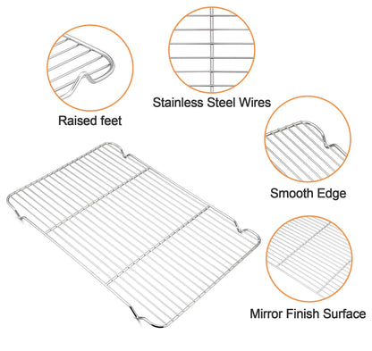 TeamFar Baking Sheet with Rack, 17.6 x 13 x 1 inch Stainless Steel Baking Pan Cookie Sheet Set with Cooling Rack for Baking/Roasting/Cooling, Non-Toxic & Heavy Duty, Dishwasher Safe - Set of 4