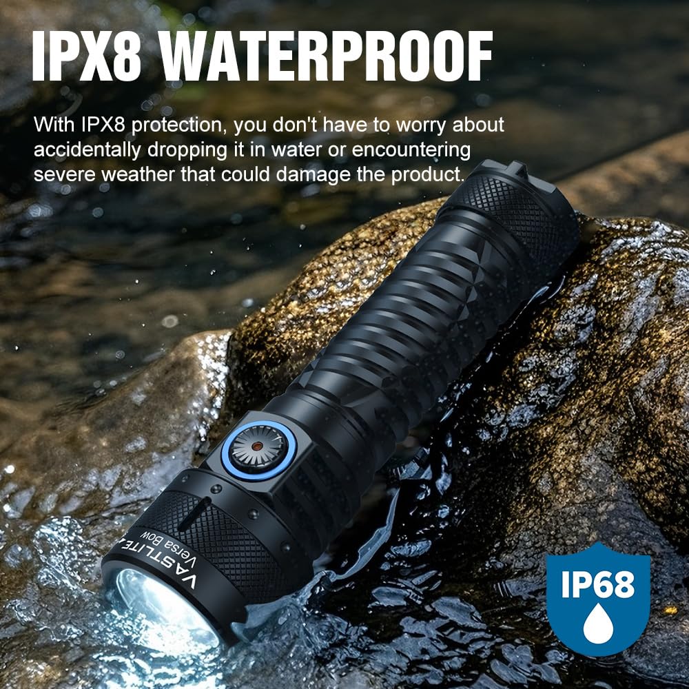 Vastlite Versa Bow Zoom LEP Flashlight 400LM,Range of 3937 feet 3 Modes LEP Flashlight with Flood and Spotlight Functions,High Brightness,Long Range,and High Collimation Characteristics (Black)