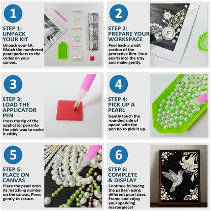DIADAY 5D DIY Pearl Painting Kit for Adults, Floral Pearl Art with Diamond Special Shape Rhinestones, 3D Relief Beads Craft Home Wall Decor Gift, 12 x 16 Inches