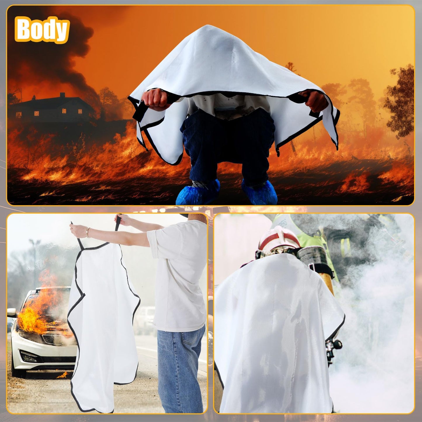 Copkim 50 Pack Fire Blanket for Home and Kitchen Bulk 39 x 39 Inch Emergency Fire Blanket Fiberglass Fire Blankets Emergency Fire Retardant Blankets for Home,Kitchen,Camping School(Orange)