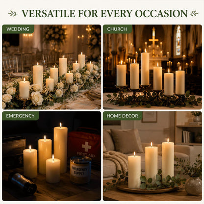 12 Pack Creamy White Soy Wax Pillar Candles 2x6 in, Unscented Decorative Candles, 600h Total Burn (50h Each), Clean Burning, Smokeless & Dripless for Wedding, Fireplace, Home Decor & Dinner Table