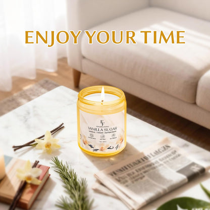 Vanilla Sugar Scented Candle, Natural Soy Wax Jar Candle for Home Scented, 100-Hour Burn Time Gifts for Women Men, 7 oz (2 Pack)
