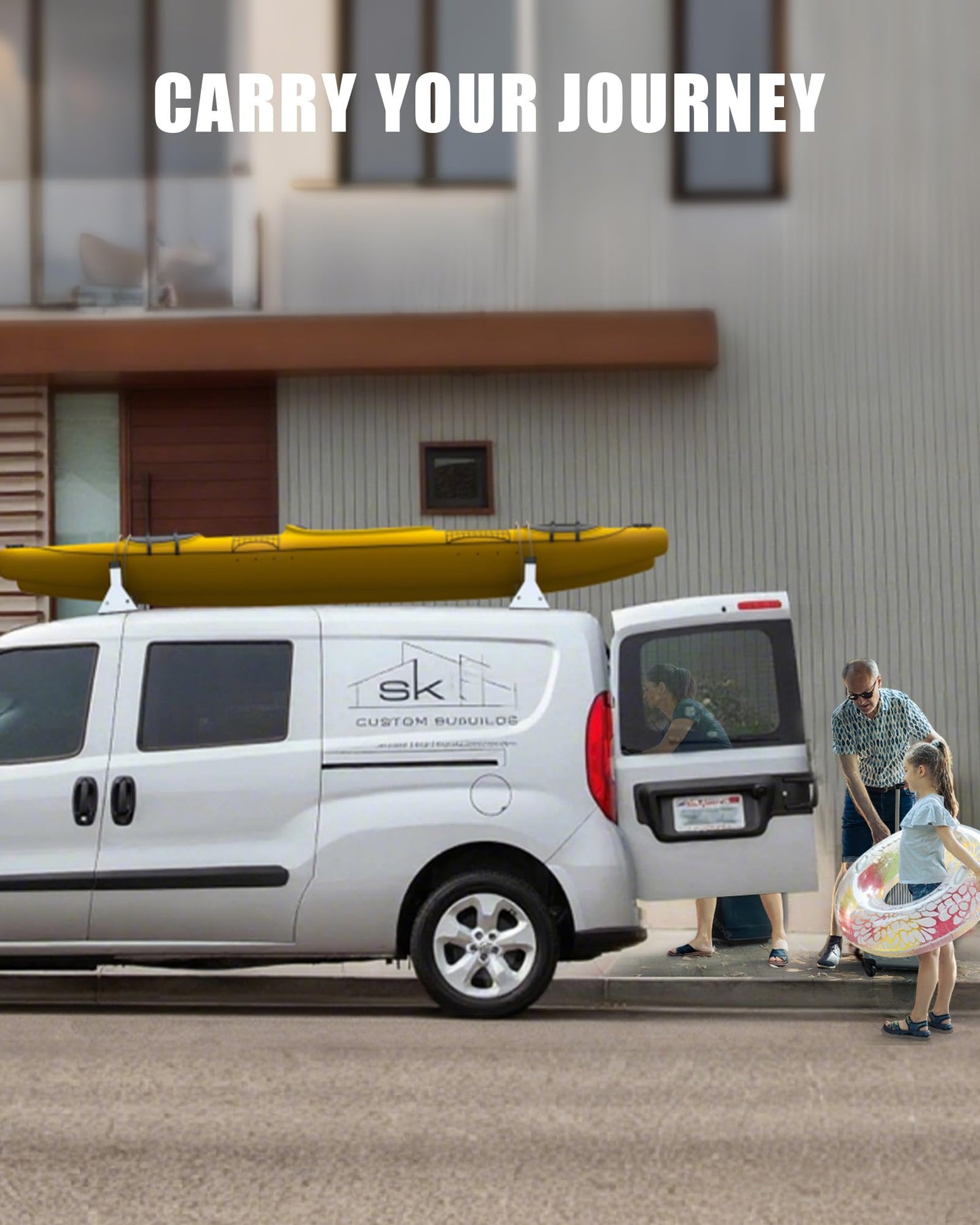 MELIPRON Cargo Van Roof Ladder Rack Fit for 2015-2024 RAM ProMaster City, Heavy‑Duty 800  lbs Capacity Steel Ladder Rack for Van, No‑Drill Rack with White Powder Coat