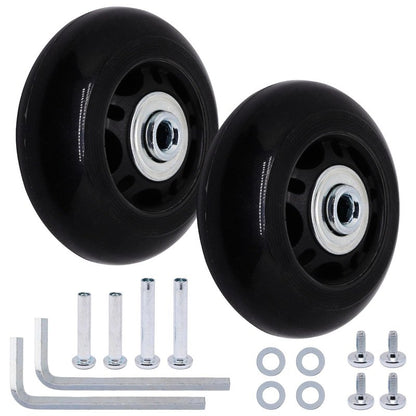 S SYDIEN 64mm x 24mm Luggage Suitcase Replacement Wheels, Black Inline Skate Wheels, Silent PU Caster Wheel Bearings Repair Kit for Trolley Carry-on Roller Travel Bag, 2 Pack