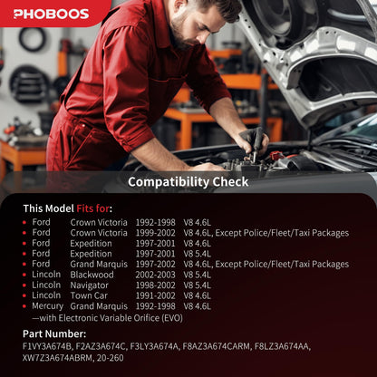 PHOBOOS Power Steering Pump Compatible with Ford & Lincoln & Mercury - 1991-2003 - Expedition, Crown Victoria, Grand Marquis, Navigator, Blackwood, Town Car, V8 4.6L, with Pulley & Outlet, Ref. 20-260