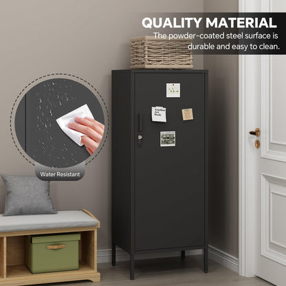 Steehoom Metal Locker Cabinet Lockable Storage Cabinet Black 4 Tier Employee Lockers for Home, School, Office, Garage, Bathroom H49.21'' (Black)