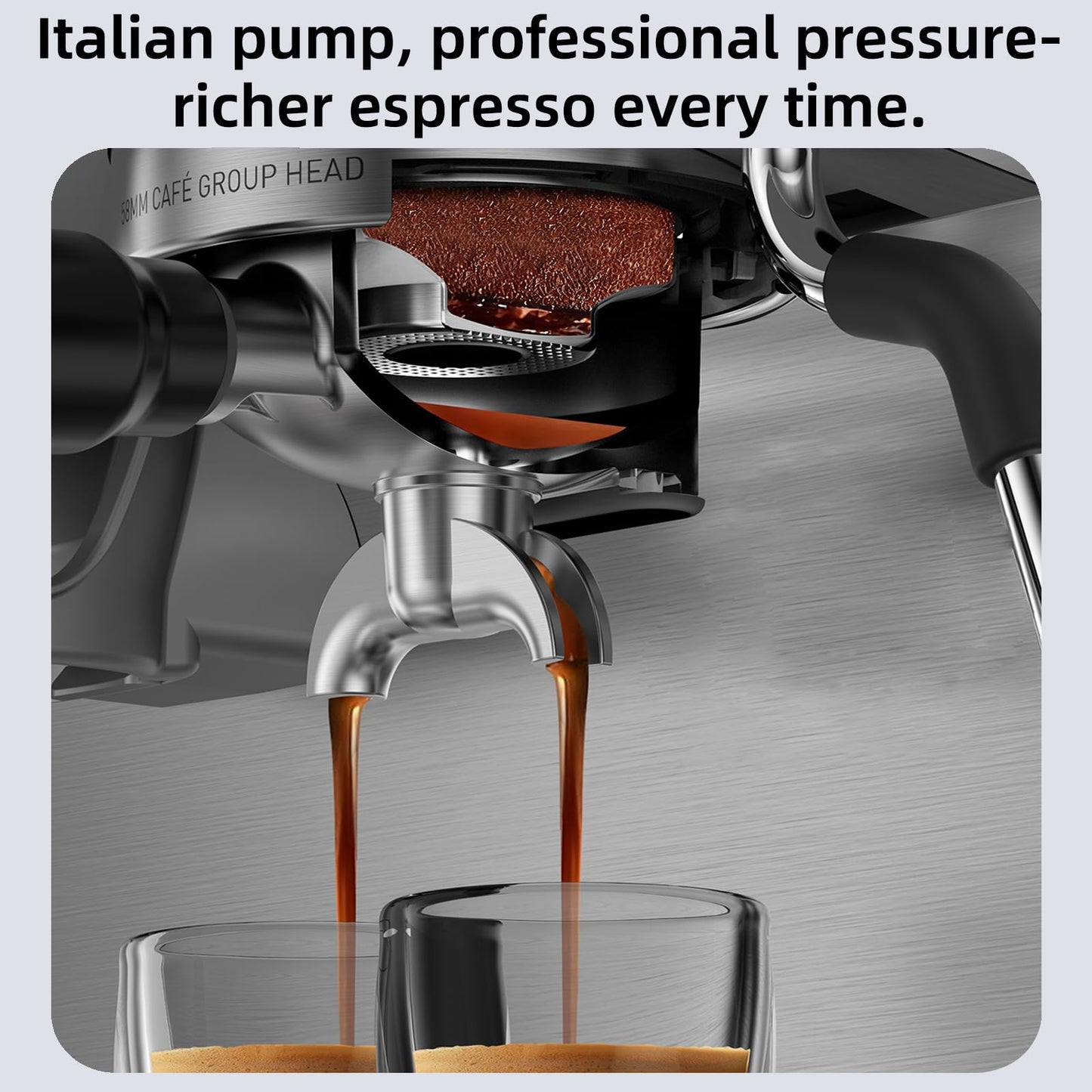(2026 Upgrade) 15 Bar Espresso Machine with Built-in Anti-Clog Coffee Grinder, Expresso Coffee Machines with Milk Steam Wand/Frother/Tamping Tools,Espresso Maker with Grinder for Lattes-Almond