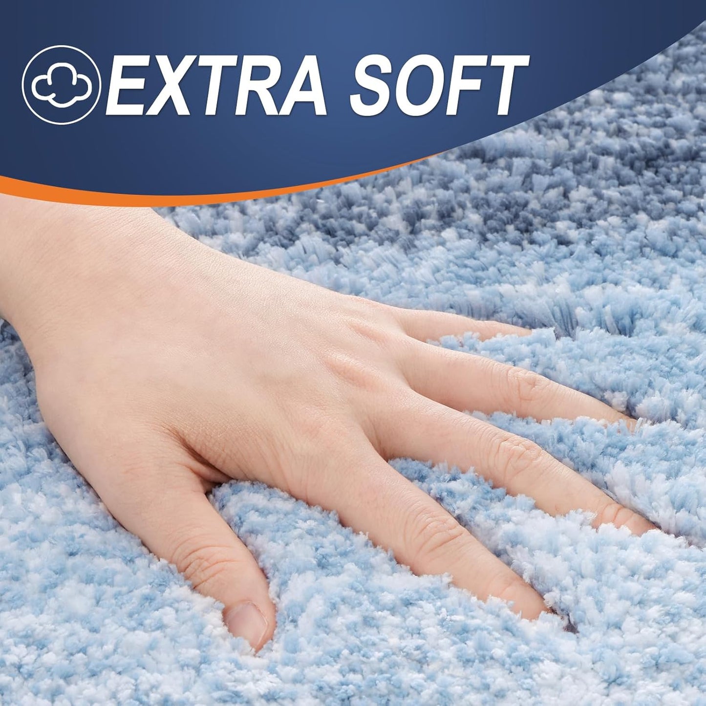 OLANLY Bathroom Runner Rugs - Extra Soft Microfiber Bath Mats | 47x20, Quick Dry, Rubber Backing, Blue