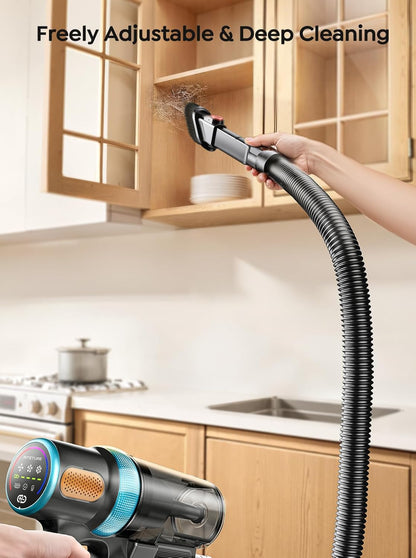 Skiennix Cordless Vacuum Cleaner - 650W, 55KPA Suction Power, 70 Mins Runtime, LED Touch Screen, Wall Charging Station