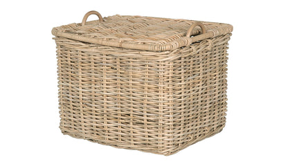 KOUBOO Rattan Core Rectangular Storage Basket with Lid, Large - Wicker Basket, Decorative Storage Box, Home Organizer, Laundry Hamper, Toy Box, Kitchen Storage, Natural