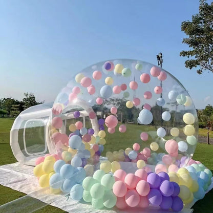 10FT Inflatable Bubble House Dome for Kids, Clear PVC Bubble Tent with Tunnel, Bubble Balloon House with 750W Air Blower, 600W Air Pump with 50pcs Balloons Inflatable Dome for Party