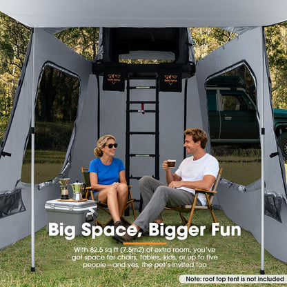 SanHima CapeTop Rooftop Tent Side Annex Room - 82.5 sq ft Spacious Shade Space Weatherproof with Carry Bag