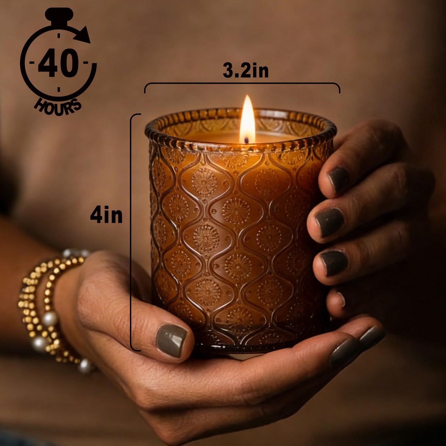 Organic Beeswax Candles in Glass Jar, 100% Pure Beeswax Jar Candles, 2-Wick Unscented Bees Wax Candle for Home, Gifts for Women & Men, Non Toxic, Natural, 40 Hour
