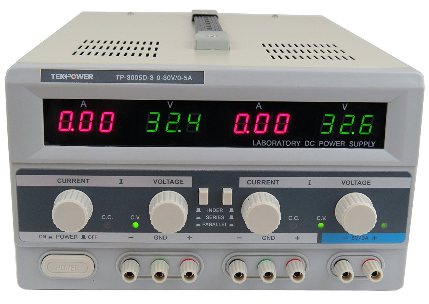 Tekpower TP-3005D-3 Digital Variable Triple Outputs Linear-Type DC Power Supply, 0-30 Volts @ 0-5 Amps