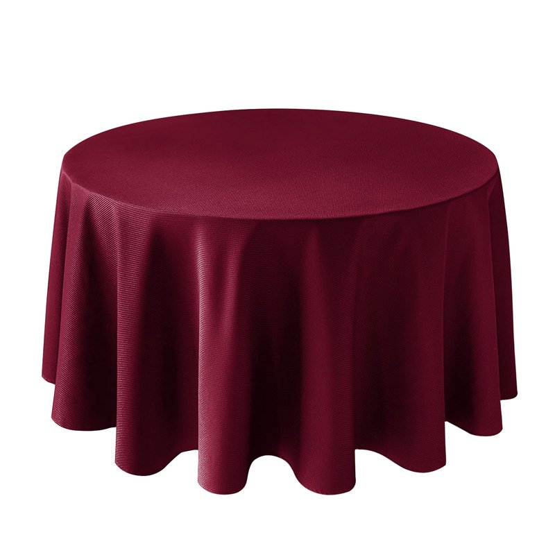 Biscaynebay Textured Fabric Christmas Round Table Cloth 90", Burgundy Water Resistant Washable Folding Table Cloths for Dining, Kitchen, Wedding & Parties Machine Washable