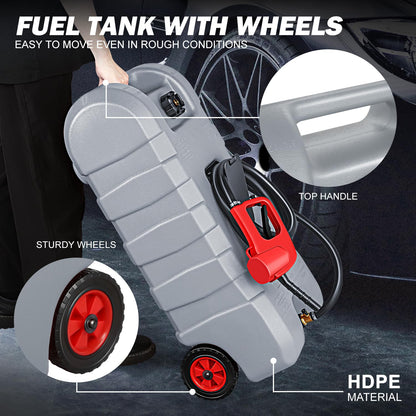 ‎DNA MOTORING 58L Portable Fuel Caddy Tank Container for Gasoline Diesel Light Oil,13 Gallon, 2 Gal/Min,Grey,TOOLS-00302