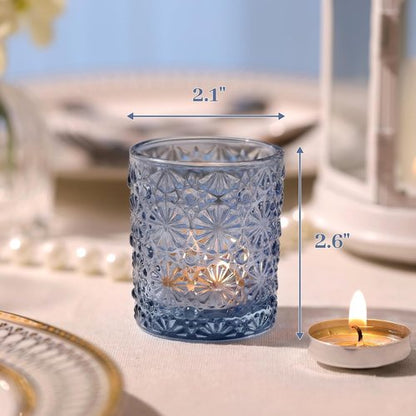 Blue Votive Candle Holders by [Brand Name] - Set of 12 for Weddings, Parties & Home Decor