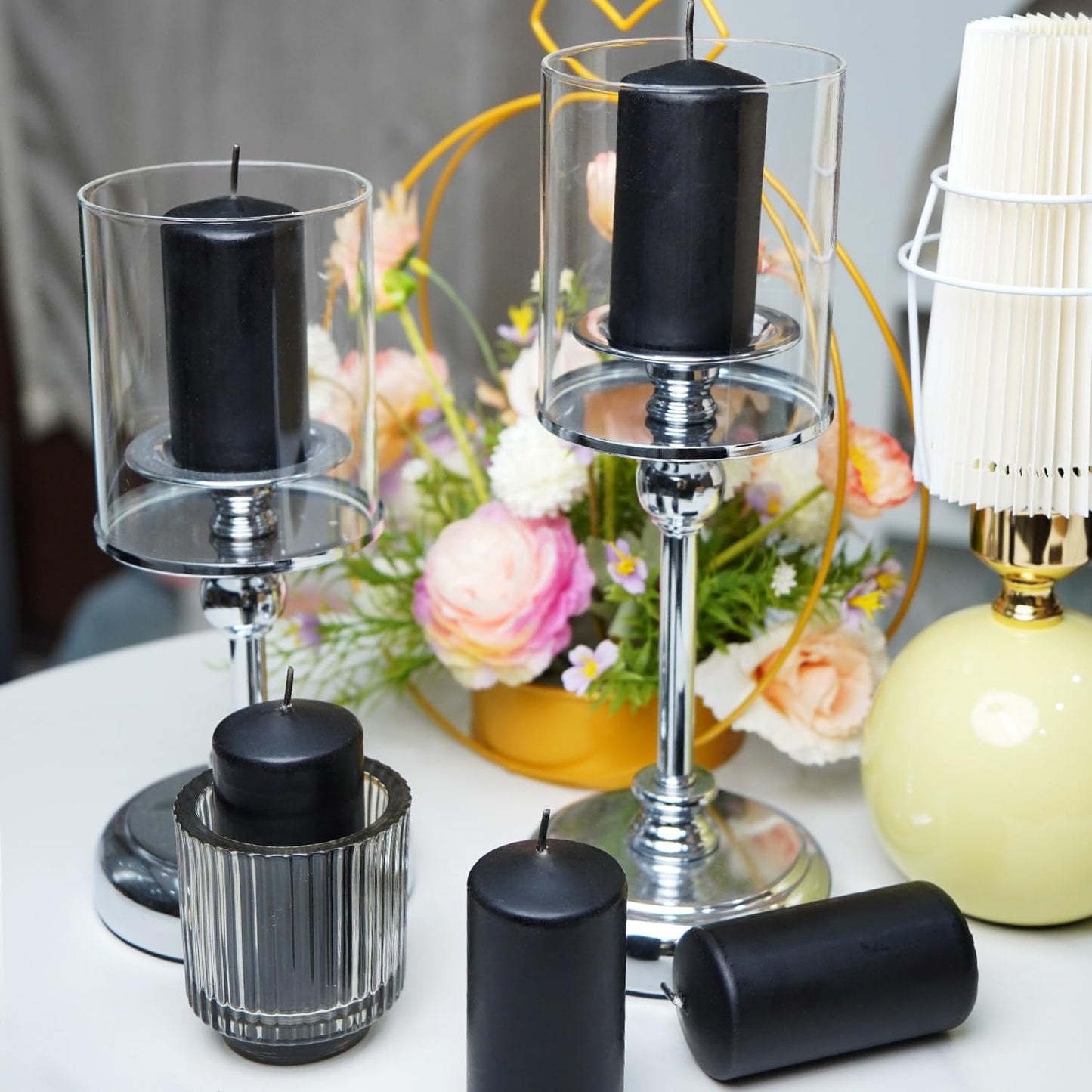 20 Pack 2x4 Inch Black Pillar Candles Unscented for Home Decor Party and Holiday,Elegant Dark hue
