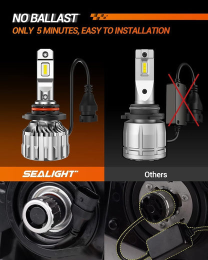 SEALIGHT 9005 9006 Fog Light Bulbs, Dual Beam 56,000LM, HB3 H9 Combo, Plug and Play, Pack of 4