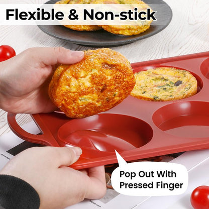 CAKETIME Jumbo Muffin Top Pan, 4 Inch Metal Frame Round Egg Baking Pan for Oven English Muffins, Whoopie Pies, Corn Bread, Egg Bites, Breakfast Sandwiches Tarts 3 Pack Brown