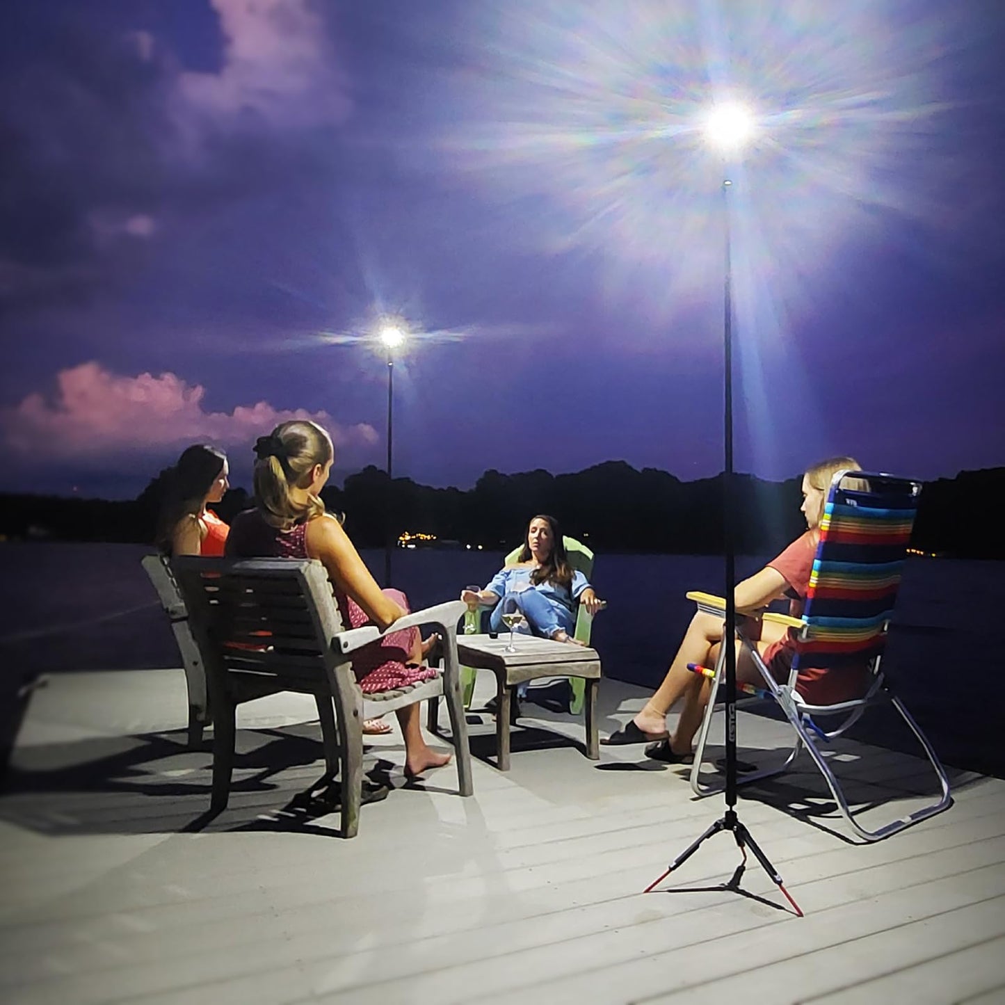 STKR Concepts FLI PRO Telescoping Area Light - 8 Foot extention + Removable Flashlight, Black, (12679)