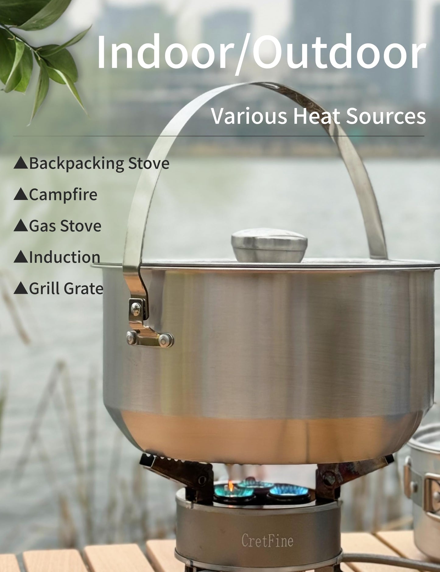 CretFine CompactKit Camping Cookware Set Stainless Steel Pots and Pan with Detachable Handle and Oxford Cloth Bag, for 4-8 Mess Kit with Utensils for Camp Kitchen, Picnic, BBQ, Traveling, Emergency
