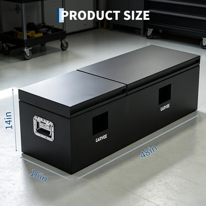 Garvee Heavy Duty Steel Truck Bed Tool Box, Truck Tool Box with Side Handle, Waterproof Trailer Storage Tool Box Chest Box Organizer for Pickup, Truck Bed, RV, Trailer