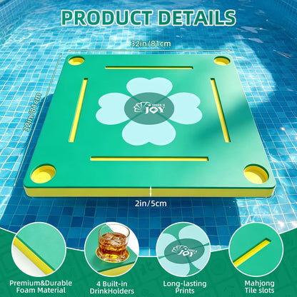 Floating Mahjong Table for Pool, No Assembly EVA Water Game Table Tray, Portable Swimming Pool Hot Tub Floating Board Game Table for Adults, Card Poker Domino Mahjong Game Summer Party Supplies