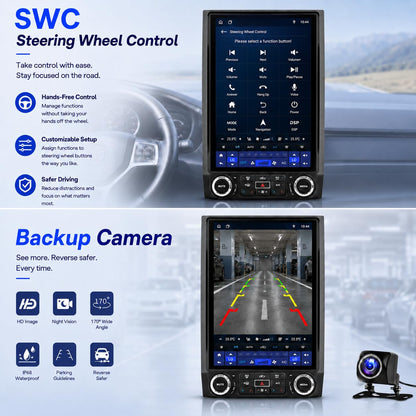 CIGKTSEIN Car Radio for Ford Expedition 2015 2016 2017, 8-Core 4+64GB Android Upgrade Stereo with Wireless Carplay Android Auto, 12.1'' T-Style Screen with GPS WiFi SWC AM/FM Backup Camera