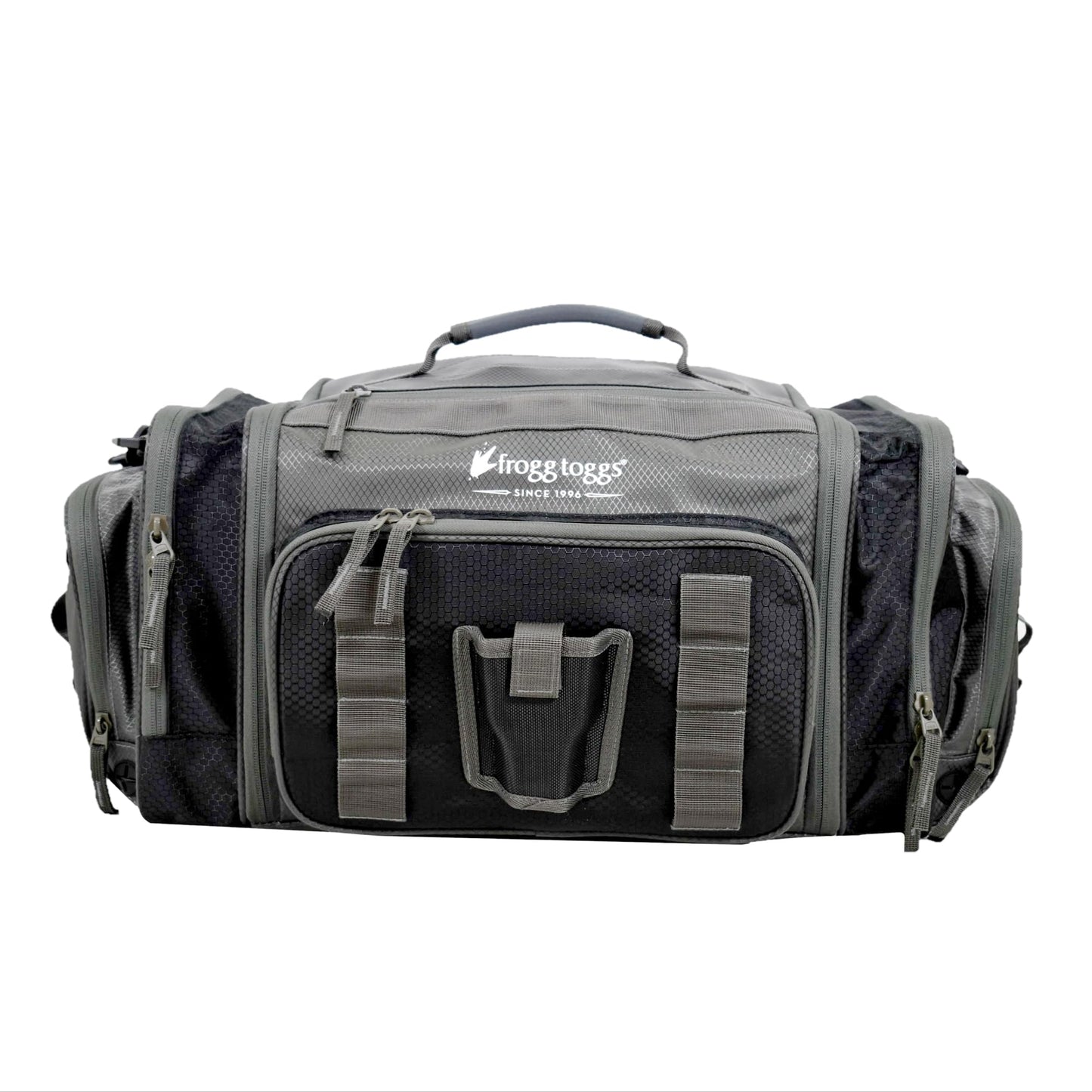 FROGG TOGGS Heavy Duty Fishing Tackle Duffle Bag, Includes Bait Trays, Black, 3700