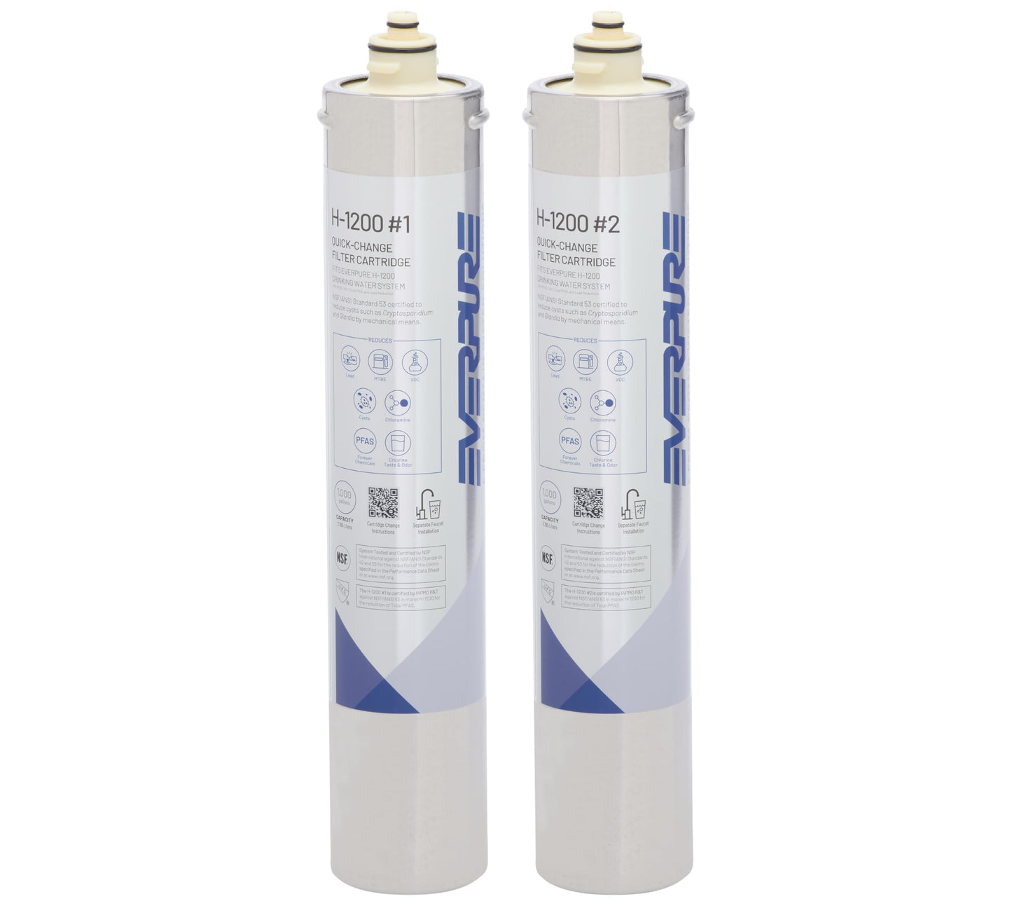 Pentair Everpure H-1200 Quick-Change Filter Cartridge Set, EV928201, NSF Certified to Reduce Lead, Replacement Pack for Everpure H-1200 Drinking Water System, 1,000 Gallon Capacity, 0.5 Micron