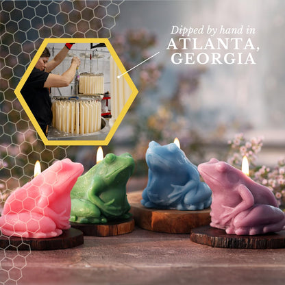 Big Dipper Wax Works Beeswax Frog Candle – Green, Hand-Sculpted Pure Beeswax, 2.5” x 3.5”, 24-Hour Burn, Eco-Friendly Unscented Candle, Whimsical Nature-Inspired Spring Décor