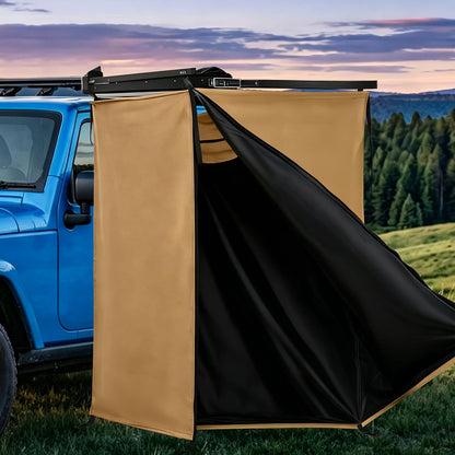 5.6FT x 3.3FT Portable Shower Awning Tent for Vehicle Side Use, 420D Waterproof Outdoor Bathroom with Dry-Wet Separation, Multi-Function Camping Shower Room & Privacy Shelter for SUV, Truck, Overlan