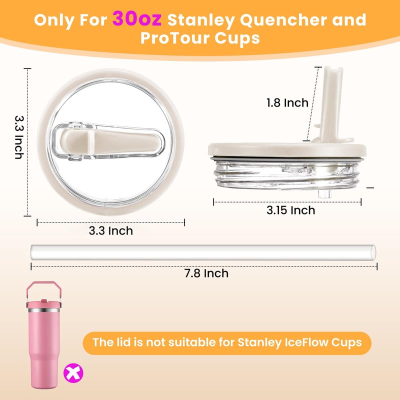 ANTAND 2 Pack Leak Proof Lid for 30oz Stanley H2.0 Quencher,No Spill Flip Straw Lid Replacement for Stanley Cup Accessories 30 oz Tumbler Lid Replacement Straw Cover Cap for Stanley Lids(White,Black)